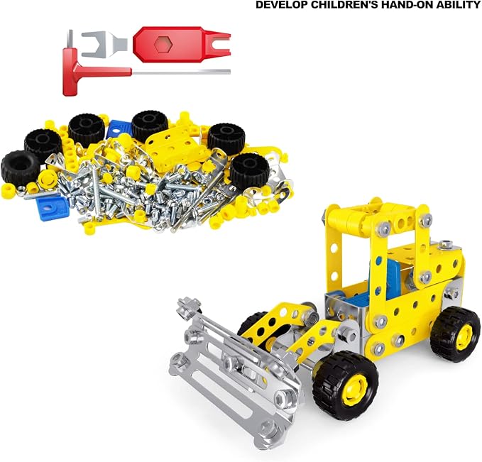 Ferthor Fun 7 in 1 STEM Toys,Creative Set for Boys Age 8-12,Learning Engineering Kids Building Blocks Model Kits,Metal Construction Toys for Kids 8 9 10 11 12+ Year Old(180PCS No Motor)
