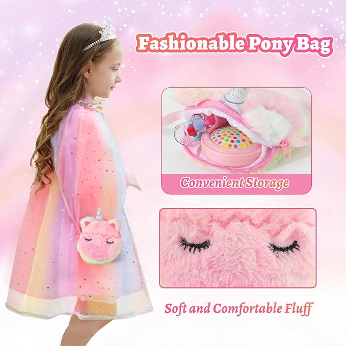 Princess Dress Up Clothes for Girls 3 4 5 6 Years Old, Non-Toxic Kids Makeup Kit, Princess Set Toy Gift for Toddlers Birthday