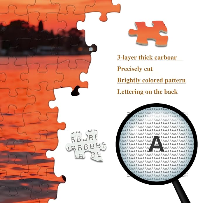 Romantic Puzzles 1000 Pieces Puzzles for Adults, Cat and Sunset | Landscape Puzzle with Letters on Back, Jigsaw Puzzles Family Decor, Fun Gift Challenging Puzzle for Friends (27.56x19.7 Inch)