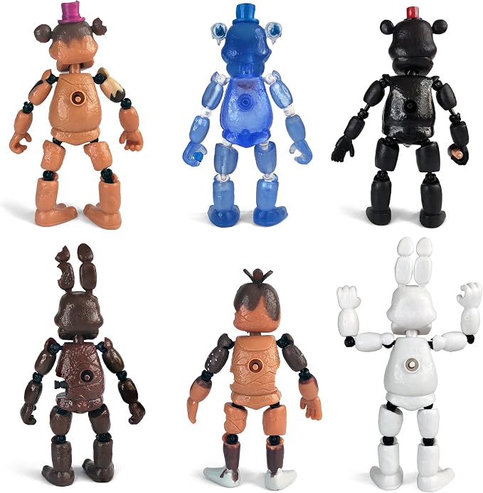 Toysvill Inspired by Five Nights at Freddys | Chocolate Collection | Freddy's Action Figures Toys (FNAF) Set of 6 pcs [Rockstar & Chocolate Freddy, Bonnie, Chica, Easter, Freddy Frostbear]