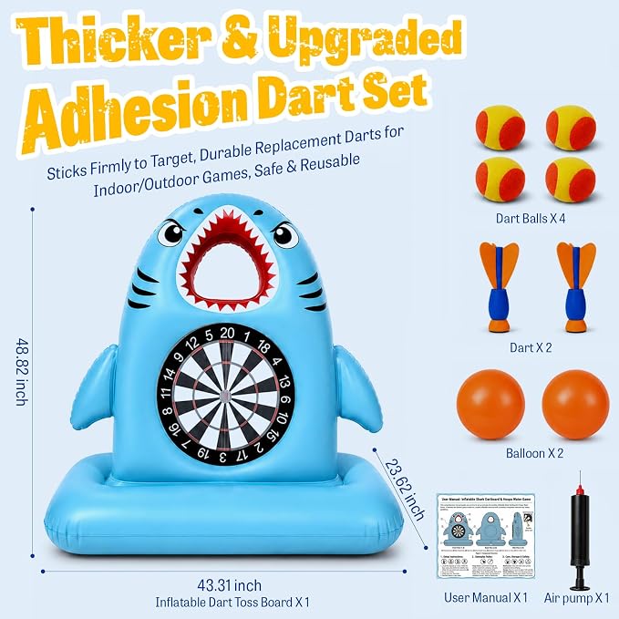 Best Pool Toys Game for Kids Teens, Inflatable Dart Board Toss Pool Game with Dart Ball – Floating Water Activity for Summer, Outdoor Yard & Beach, Ages 4-12, Fun Summer Party Birthday Gift