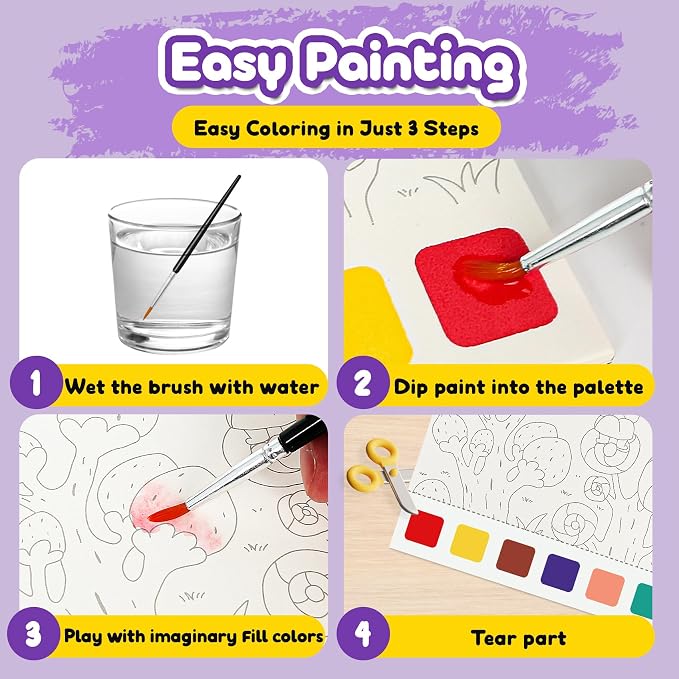 Paint with Water Books for Kids Ages 3+,Watercolor Painting Book for Toddlers,Creative Arts and Crafts & Airplane Travel Essentials Easter Toys for Boys Girls(3 PCS)