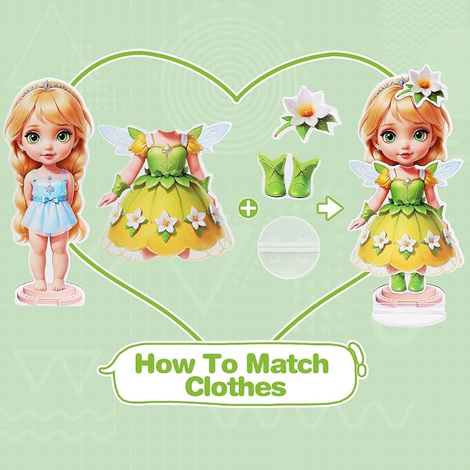 PainZieteg Magnetic Dress Up Dolls,Paper Dolls for Girls Ages 4-10,DIY Princess Magnetic Dress-Up Doll Pretend Play Set for Birthday (Lea)
