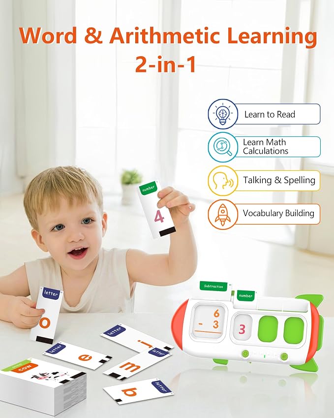 Cool Math Games & Talking Flash Cards for Toddlers 5-7 Years Old,Speech Therapy with 102 Sight Words and 56 Math Flash Cards,Sensory Toys for Kids with Autism,Ideal Gifts for Boys & Girls