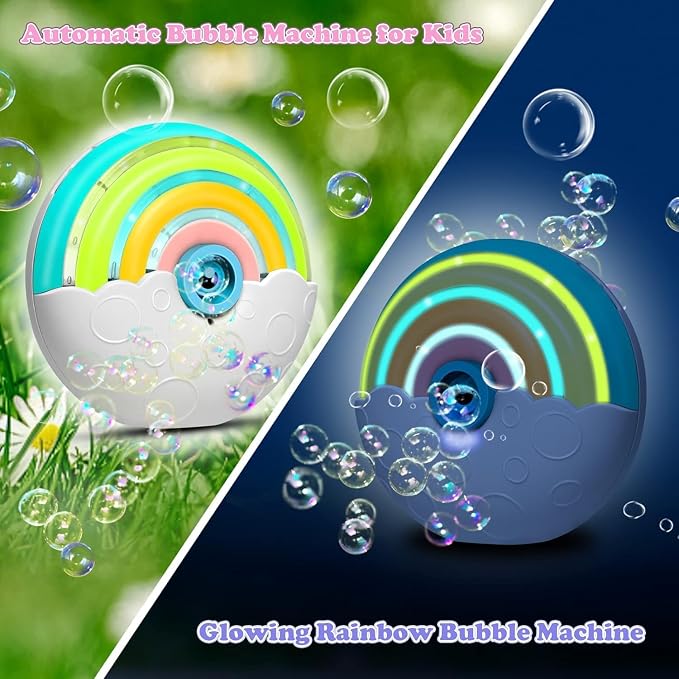 Astronaut Soap Bubble Machine Fireworks Bubble Machine for Kids 20000+ Bubble per Min/Lights/DIY Stickers/240ml Solution Automatic Bubble Machine Toy for Kids Summer Outdoor Party Wedding