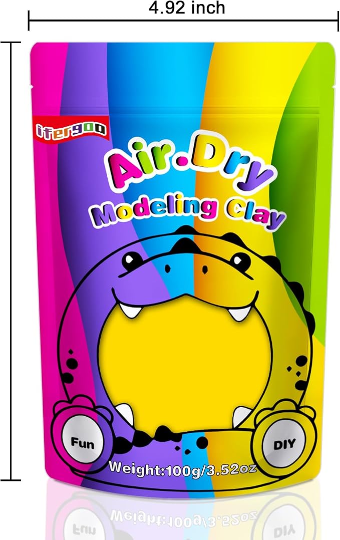 ifergoo Yellow Air Dry Clay, DIY Creative Modeling Clay for Kids, Super Light Magic Foam Clay for Kids Age 3-12, Soft, No-Sticky & Non-Toxic, Molding Clay for School Art & Craft Project (100g/3.5oz)