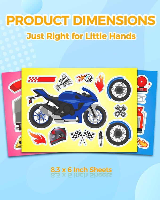 Aowplc 32 Sheets Vehicle Stickers for Kids - Make Your Own Transportation Stickers for Party Favors, Classroom Activities and Crafts