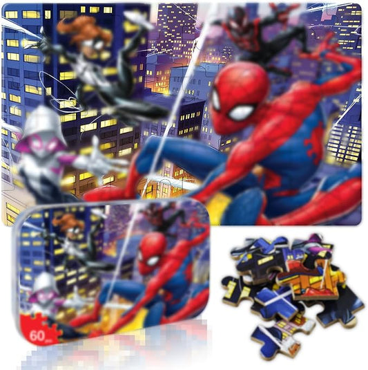 60 Pieces Puzzles for Kids Ages 3-8, Jigsaw Puzzles in Metal Box, Children Jigsaw Puzzles Kids Puzzles, Educational Learning Puzzle Toys for Girls and Boys