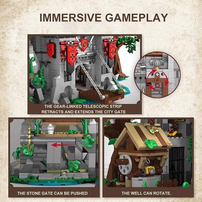 Medieval Lion Knight Castle Building Set,Viking Architecture Castle Modular Buildings, Ideals Christmas Birthday Gift for History Enthusiasts, Creative Gift for Adults and Teen(2554PCS)