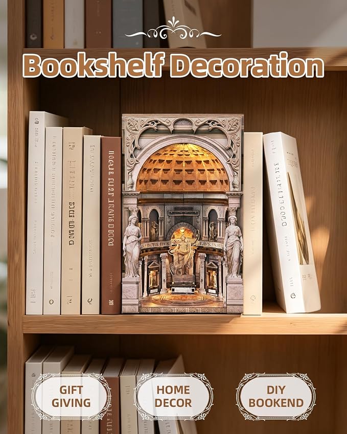 CCCDF DIY Dollhouse Kit | Ancient Roman Architecture Miniature Model with LED Light, Dust Cover, Moving Ceiling, 2-3 Hour Easy Assembly | Craft Gift for Adults Teens Home Decor (Pantheon)