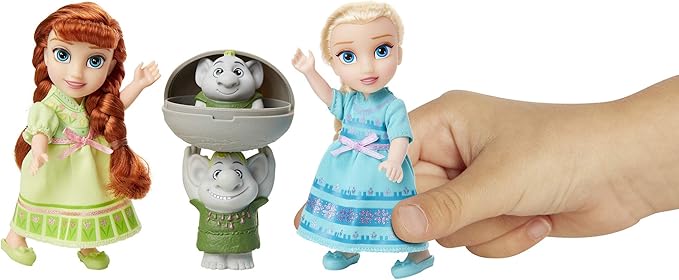 Disney Frozen Petite Anna & Elsa Dolls with Surprise Trolls Gift Set, Each Doll is Approximately 6 inches Tall - Includes 2 Troll Friends! Perfect for Any Frozen Fan!