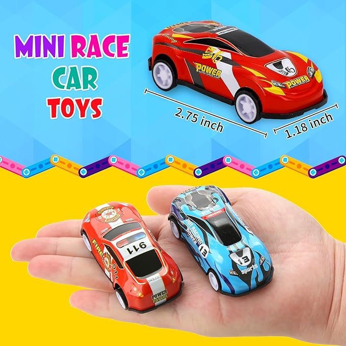 Siwarm 28 pcs Pull Back Cars Toys for Kids, Party Favors Treasure Box for Classroom Prizes Mini Vehicles Race Cars Toys Bulk Xmas Gifts Pinata Goodie Bag Stocking Stuffers for Boys Girls Toddlers