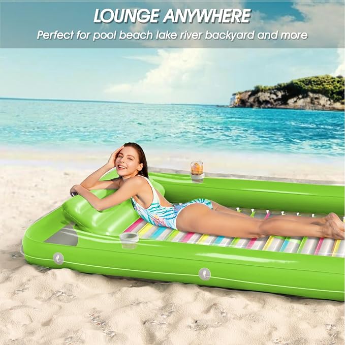 Inflatable Tanning Pool Lounger Float - Jasonwell 4 in 1 Sun Tan Tub Sunbathing Pool Lounge Raft Floatie Toys Water Filled Tanning Bed Mat Pad for Adult Blow Up Kiddie Pool Kids Ball Pit