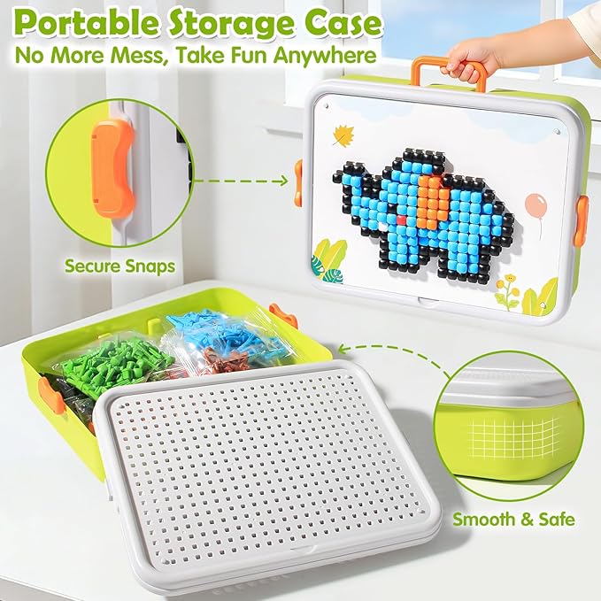 Toddler Puzzles Games for Kids 3-5, STEM Toys 3D Mushroom Nail Puzzle 460 Pieces Building Peg Kit DIY Creative Brain Teaser Puzzle Birthday Gifts for Boys Girls 3 4 5 6 7 8 Year Old