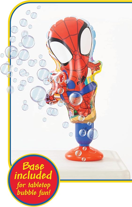 Spider-Man Bubble Machine Amazon Exclusive Huge Inflatable Bubble Machine for Kids Includes a Stand and Bonus 40oz of Bubble Solution 2 in 1 Play Pattern for Maximum Bubble Toy Fun