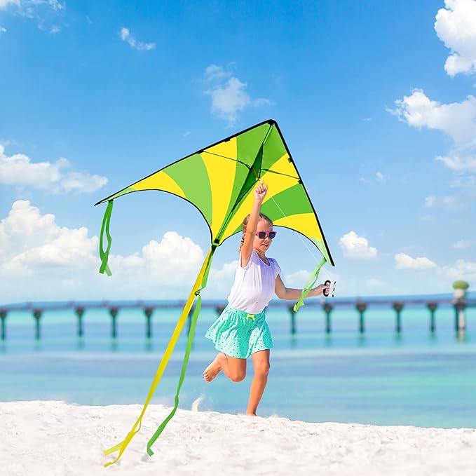 JOYIN 3 Packs Large Delta Kite Gradient Rainbow, Easy to Fly Huge for Kids and Adults, Large Delta Beach Kite for Outdoor Games and Activities