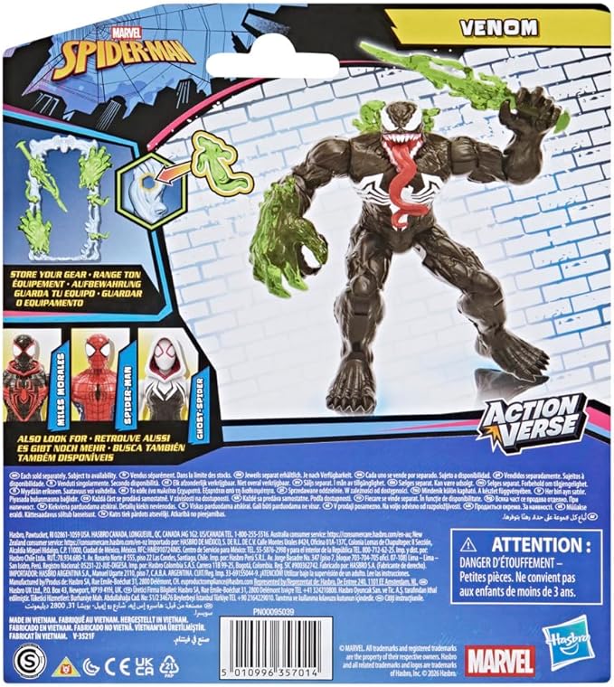 Marvel Spider-Man ActionVerse Venom Action Figure & Accessories, 4.5-Inch (11.4 CM) Super Hero Toys & Figures for Kids, Ages 4+