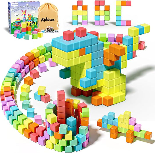 Apluses Magnetic Blocks for Toddlers Toys, Magnetic Building Cubes Toy for Sensory STEM Autism Education Preschool, Magnet Toys for 3 4 5 6 Year Old, Birthday Gifts Games for Boys Girls