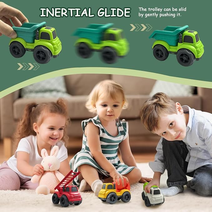 Toddler Car Toys for 3 Year Old, 4 Pcs Dump Truck Toys and Mixer Cement,BPA Free Outdoor Toys for Toddlers,Christmas Birthday Gifts for Toddler Boy Girl 3-4