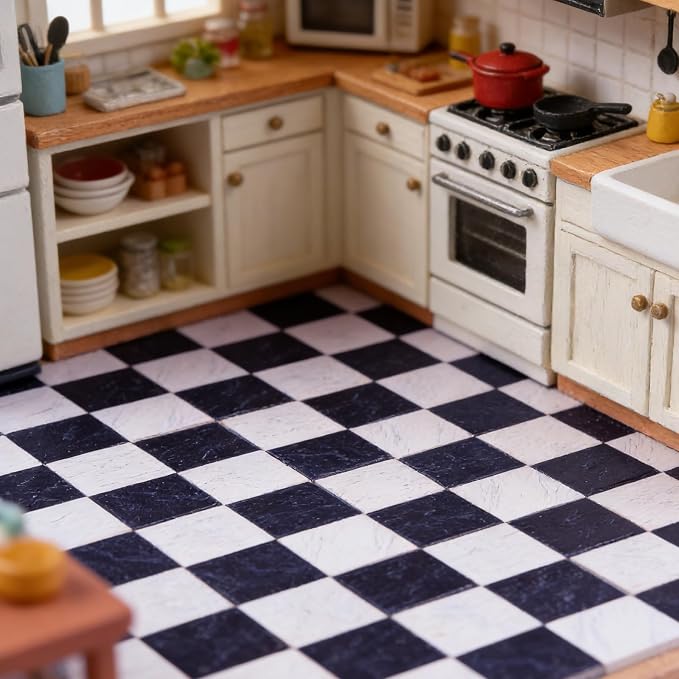 NUOBESTY 18Pcs Dollhouse Floor Sheet Mini Floorboard Wood Dollhouse Flooring Decoration Doll House Furniture Accessories