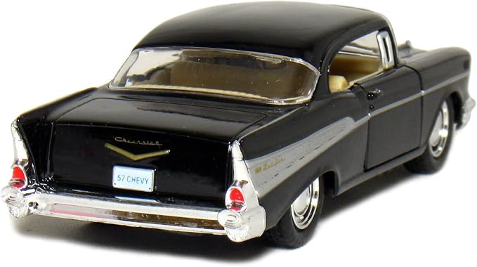 KiNSMART 1957 Chevy Bel Air Coupe Black, 1:40 Scale, Die Cast Metal, Black, 5 Inch, Pull Back Action