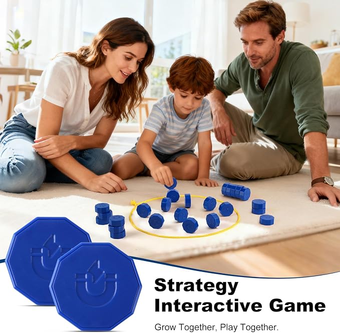 Magnetic Chess Game with 24 Full-Size Stones, Magnet Game with 3 String & Portable Storage Bag, Strategy Board Game for Family Game Night, Indoor Outdoor Use for Kids Adults