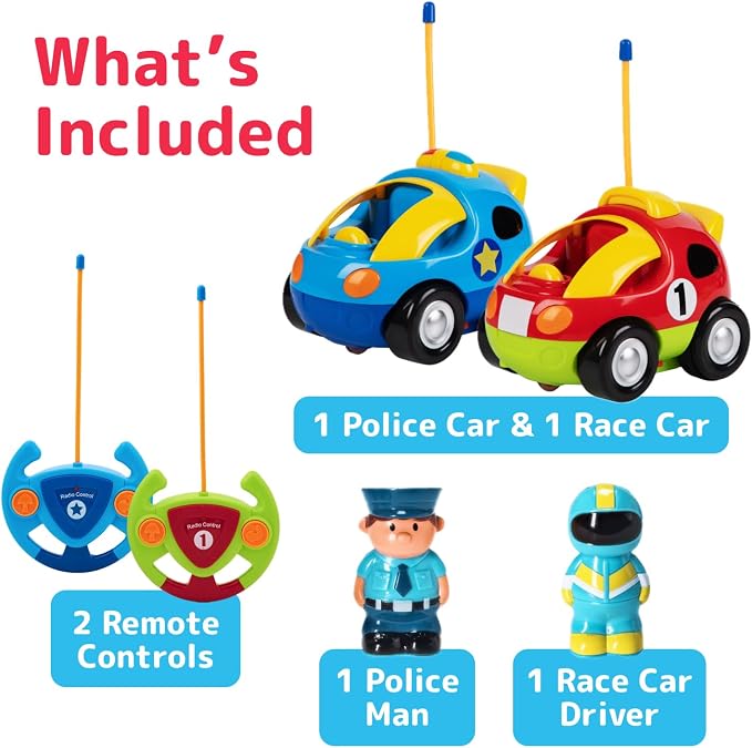 PREXTEX Remote Control Car for Toddlers (Police/Race Car)