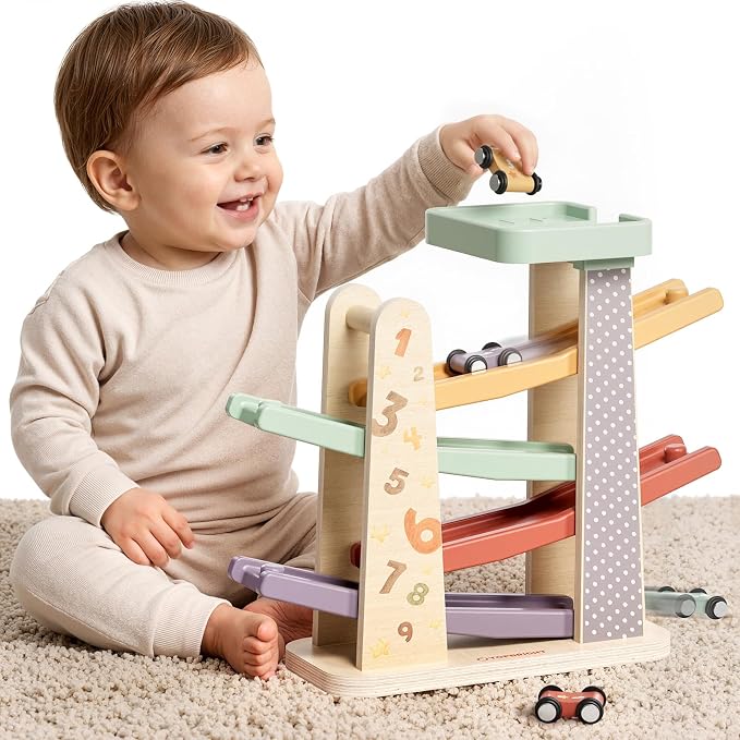 TOP Bright Toddler Wooden Race Track Car Ramp Toys (Baby Car Ramps)