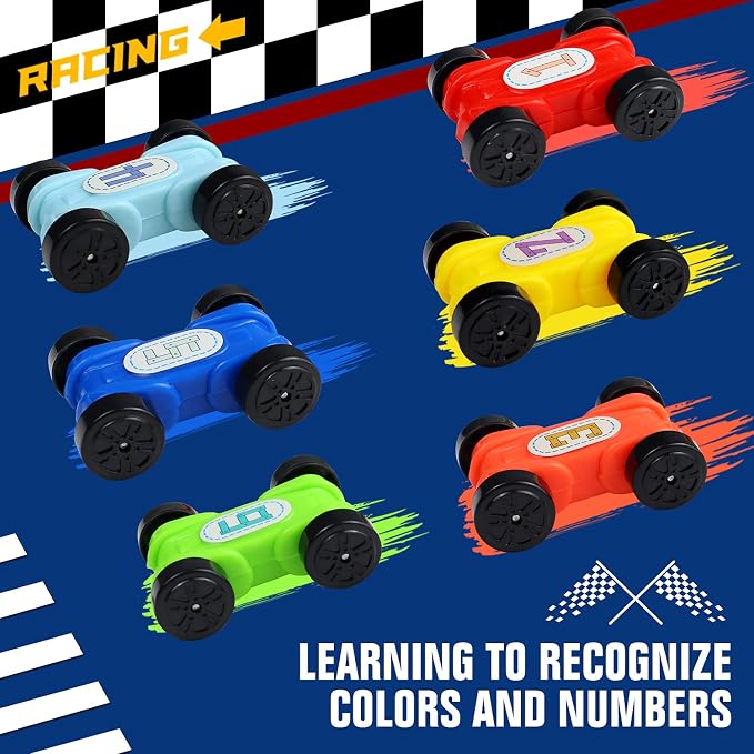 Montessori Toys for 2 3 Year Old Boys Toddlers, Car Ramp Toys with 6 Cars & Race Tracks, Garages and Parking Lots, Ramp Racer Toy Gift for Boys Girls Age 18 Months and Up, Multicolor