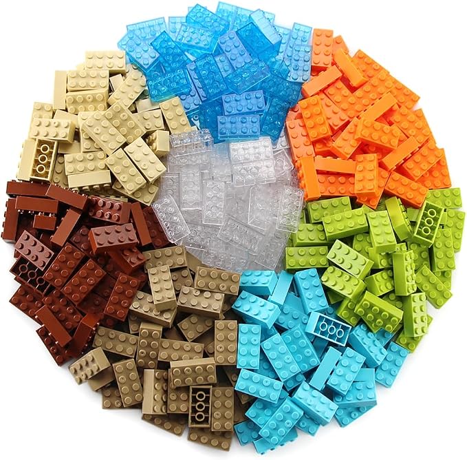 2x4 Bricks 320 Pieces New Multicolored Classic Parts Building Creative Play Set Blocks Toy Accessories Compatible with 3001 Major 8 Color