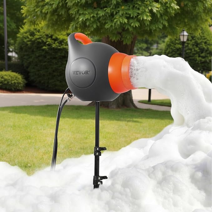 VEVOR Foam Machine, 115 W Party Foam Cannon, Portable Foam Maker with a Tripod Stand, Powerful Foam Party Machine, for Backyard, Pool, Outdoor Events, Birthdays, Celebrations and Party, Grey & Orange