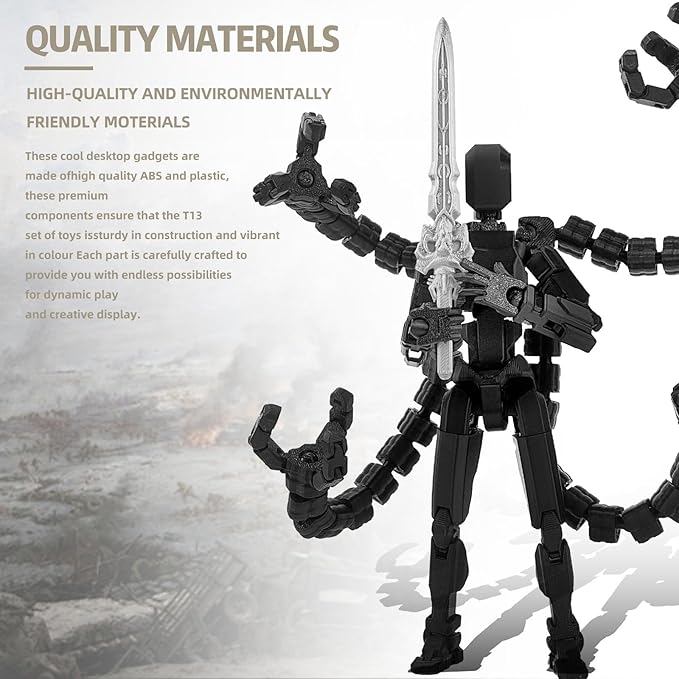 Assembly Completed T13 7.2inch Action Figure 3D Printed Multi-Jointed Movable T13 Nova 13 Robot 13 Action Figure Desktop Decorations for Game Lovers