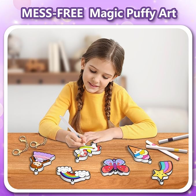 FoilColoring 3D Puffy Art Kit - Aqua Foam Painting, Magic Foam Texture Puffs Craft Kit.Mess-Free Craft for Kids.Travel and Creative Gift for Girls & Boys Ages 4, 5, 6, 7, 8, 9, 10 Years Old