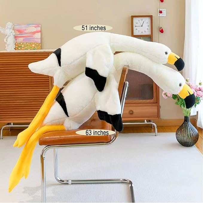 Flamingo Plush Pillow Stuffed Animal - 50 Inch Ultra Soft & Cute Flamingo Gift, Huggable Stress Relief for Bedroom, Office, Car, for Kids, Adults, Girls（White）
