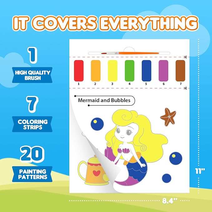 YPLUS Paint with Water Books for Toddlers, Art Craft Toys Watercolor Painting Paper, Gift for Kids Ages 1-3, 2-4, 4-6, Drawing with Brush - Traffic