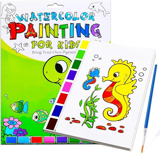 JZILU Watercolor Coloring Book for Kids, Paint with Water- Magic Paint Set Water Painting Book for Toddlers- Arts and Crafts Kit for Girls Boys Travel Activities -Stocking Stuffers for Kids