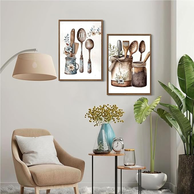 Paint by Numbers for Adults and Kids Beginner Curious, 2 Pack Vintage Country Kitchen Cutlery and Jars Painting by Number Kits Number Artist Paint by Number Kit DIY Oil Acrylic Paints Home Gift
