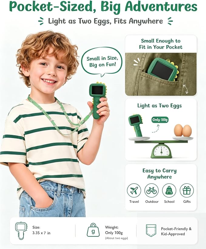 Microscope Camera for Kids Gifts Toys- Handheld Pocket Microscopes with 2.4" Screen and Autofocus - Mini Digital Educational Science Kit for Christmas Birthday for Age 3-5 5-7 8-12 Girls Boys (Green)