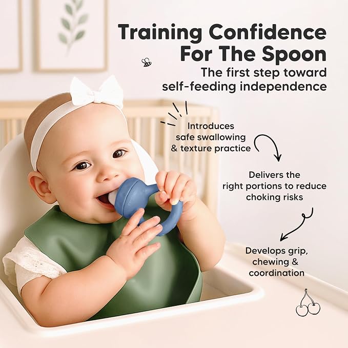 KeaBabies Baby Fruit Feeder 2pk - Silicone Baby Food Feeder for Babies 6-12 Months, Breast Milk Popsicle Teether, Weaning, Pacifier, Freeze Frozen Solid Food, Infant Feeding Essential (Maritime)