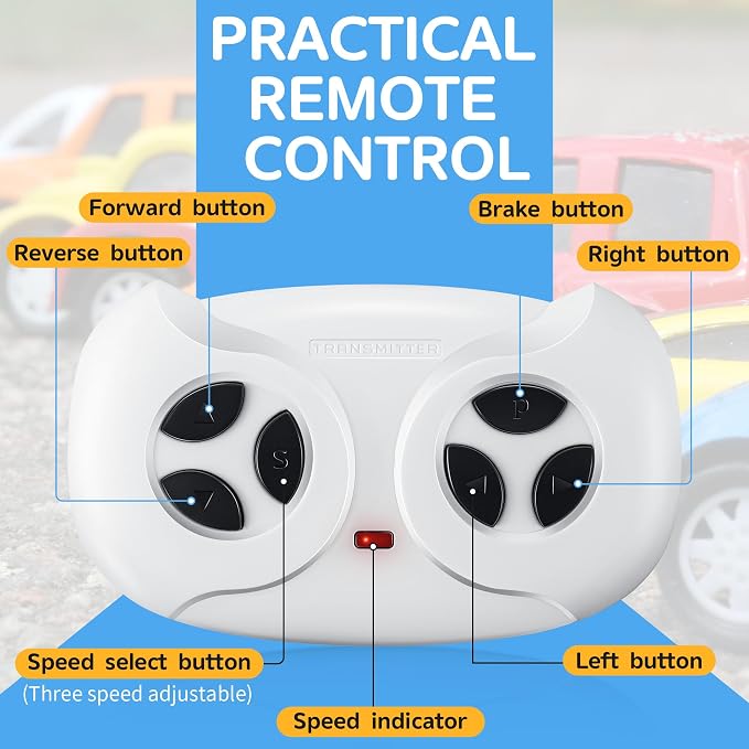 Saillong 2.4G Remote Control for Kids Electric Car, White Remote Control for 12V Electric Ride On Car/Truck/Toddler Cars, Controller Transmitter Accessories Compatible with JR1603, JR1602FCC, HY2012