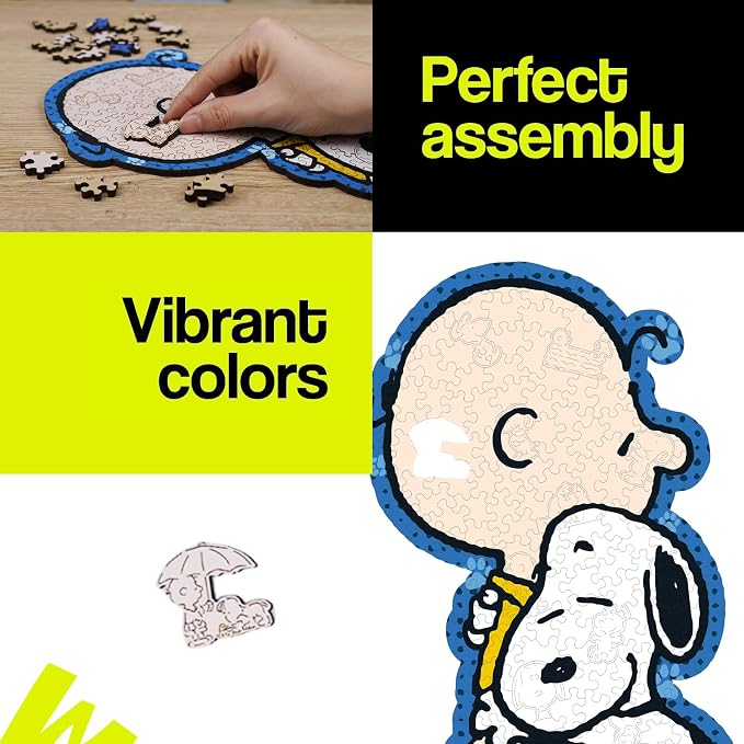 Peanuts Puzzles for Adults – Snoopy Gifts for Women & Children, Charlie Brown Wooden Puzzles, 200 Pieces Unique Shaped Jigsaw Puzzles, 5MM Thick, Officially Licensed – Better Together, 9" x 12.8"