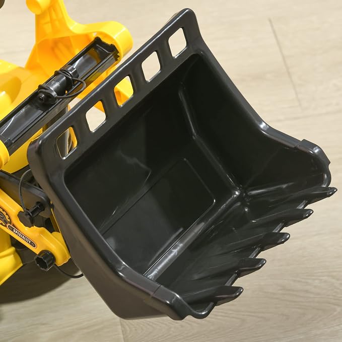 HOMCOM Ride On Excavator, Kids Bulldozer Pull Cart with Horn, Under Seat Storage, Sit and Scoot Pretend Play Toy Construction Car for Ages 18-48 Months