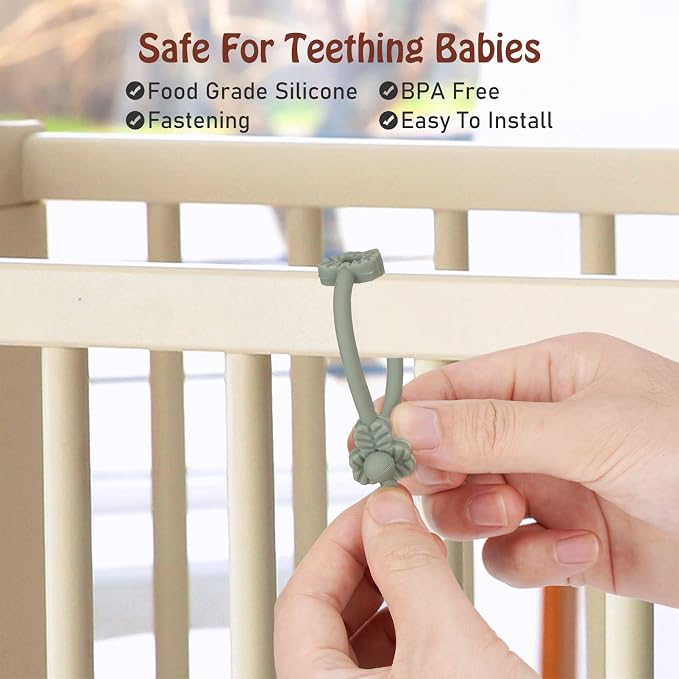 Toy Safety Straps, Adjustable Stretchable Sippy Cup Straps for Strollers, High Chair, Cribs, Hanging Baskets, Car Seat, Shopping Trolley, 4 Pack, (Ether+Sage+Muted+Apricot)