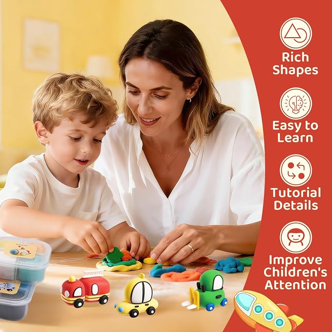 Both idea Air Dry Clay Kit, Car Theme | 12 Packs, Non-Toxic Kids Gift | School & Party: Perfect for classroom art activities, birthday party favors, creative family DIY, and holiday celebrations.