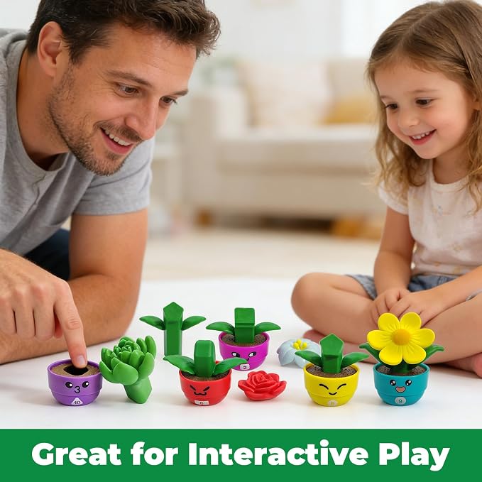 Montessori Flower Garden Building Toy for Girls & Boy, Toddler Gardening Set with 10 Shape & Number Flowers, Preschool Learning Matching & Stacking Game, Sensory Toys Gifts for 1 2 3 Year Old