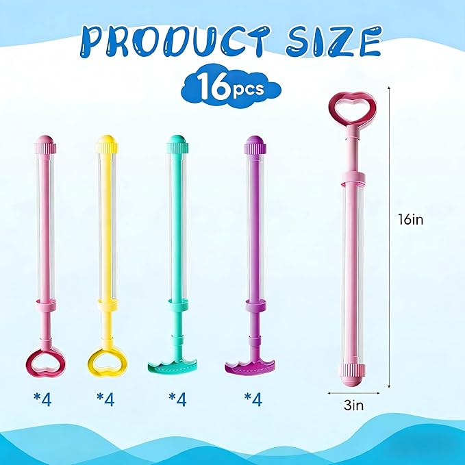 16 Pack Firework Spray Water Toys, Creativity Squirt Water Blaster Guns for Kids Adults, Firework Spray Water Soaker Toy Toys for Pool Party Outdoor Summer Water Games
