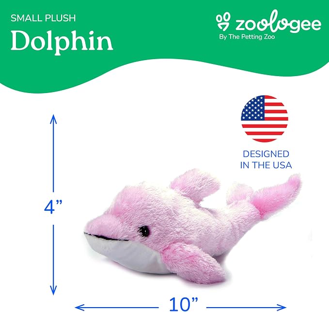 The Petting Zoo Pink Dolphin Stuffed Animal Plushie, Gifts for Kids, Scoopz Sealife Animals, Dolphin Plush Toy, 10 inches