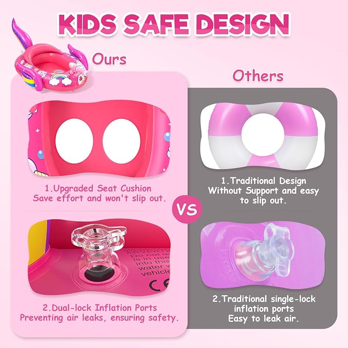 Kids Pool Floats with Water Gun, Toddler Inflatable Pool Toys for Kids Age 3-8 Years Old, Summer Outdoor Water, Beach, Swimming Pool Toys Gift for Girls