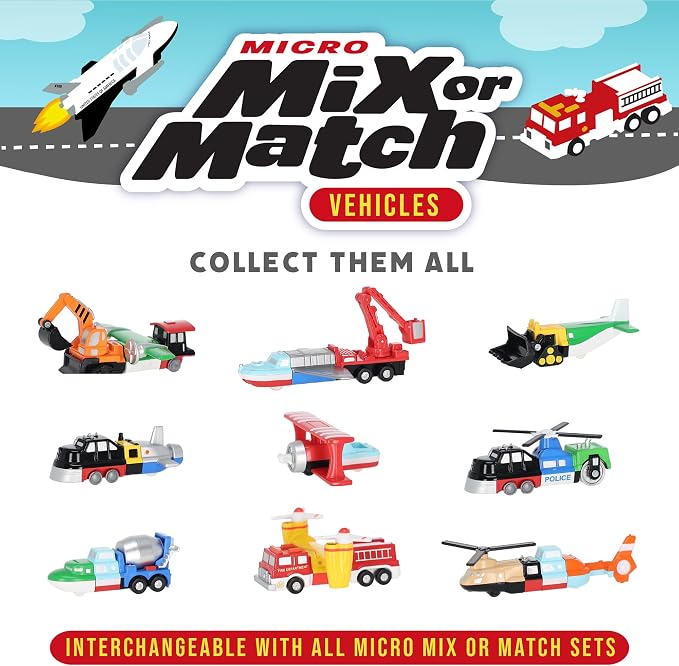 Popular Playthings Magnetic Vehicles for Toddlers 1–3, Mini Mix or Match Car Toys, Snap‑Together Interchangeable Parts for Creative Play, Travel‑Friendly Set of 4