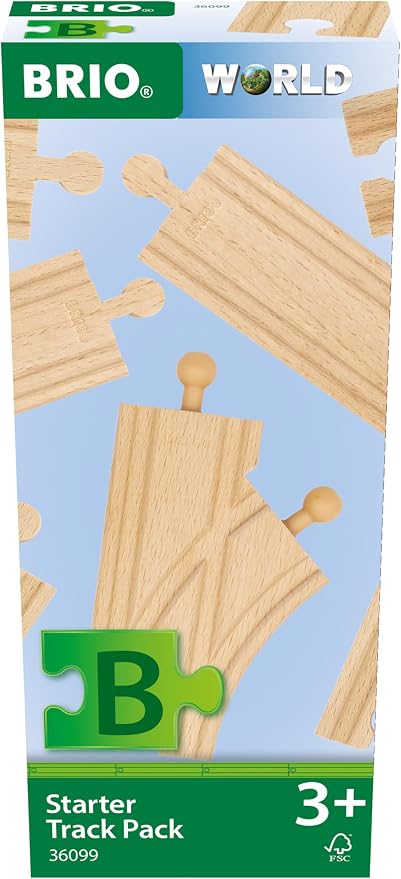 BRIO World – 36099 Starter Track Pack | 12-Piece Wooden Train Track Set for Kids Aged 3 Years Up